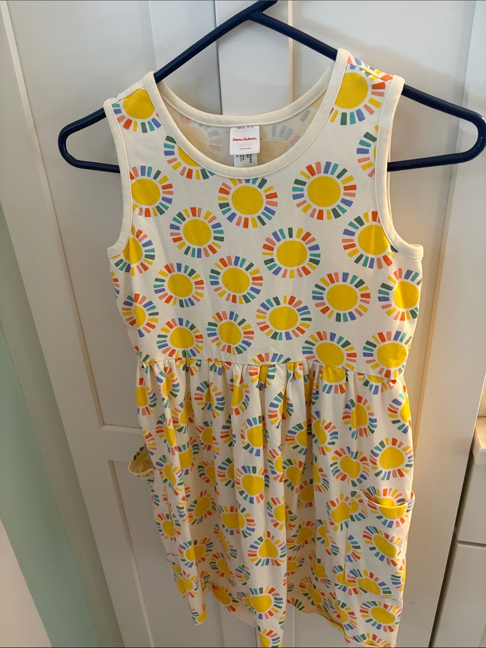 Hanna Andersson Cream Dress with Yellow Sunburst Print